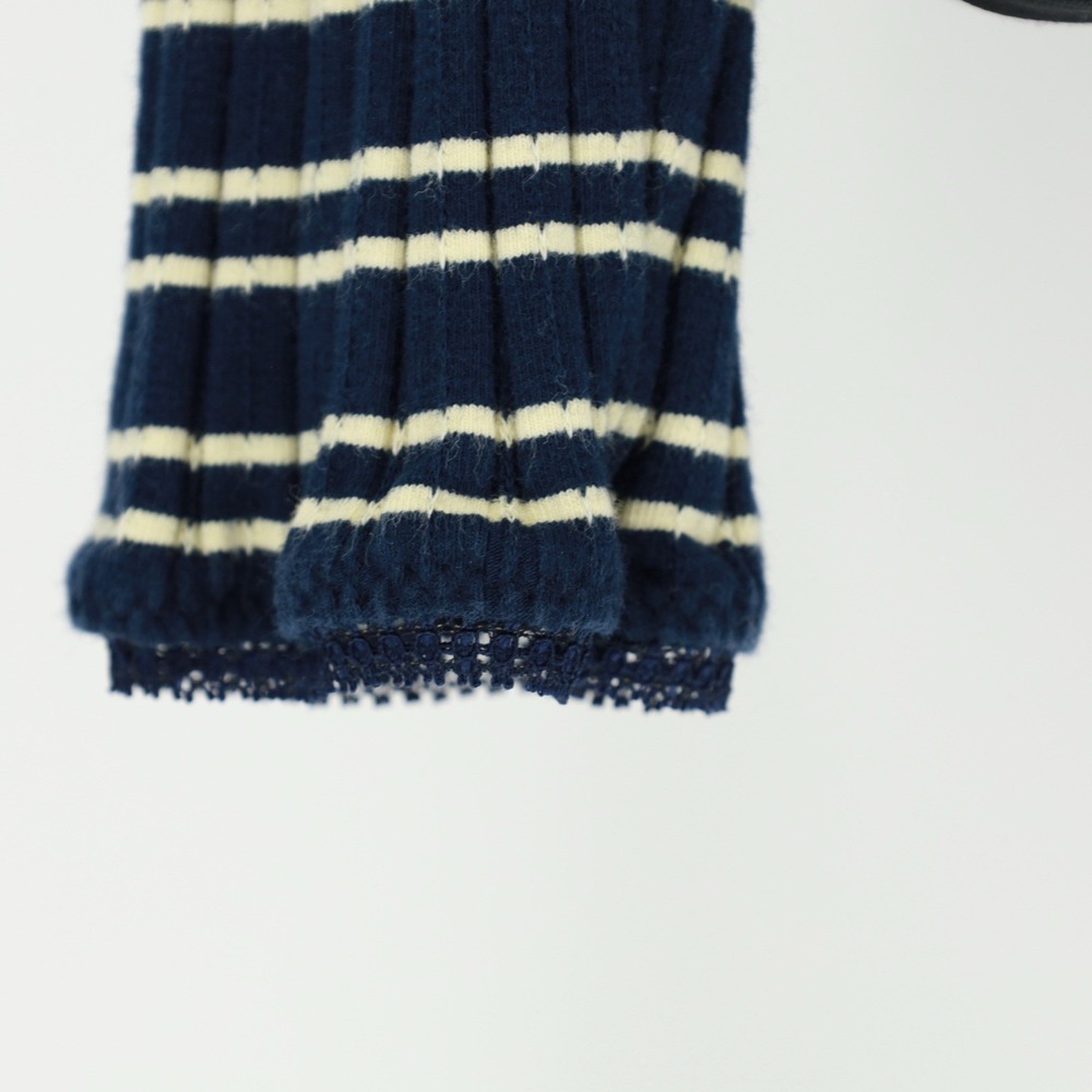 J. Crew Pointelle Long Sleeve Stripe Lace Trim Ribbed T-shirt CC997 Preppy Large - Picture 7 of 9